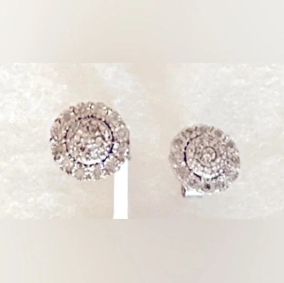 Macy’s Silver Bridge 1/10 CTW Diamond Spiral Pierced Earrings | Orig. $200 - Picture 2 of 4